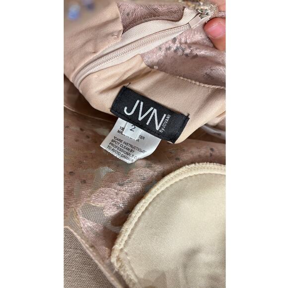JVN by Jovani JVN2205 Embroidered Lace Fitted Evening Gown Blush/Nude Size 2 - Picture 9 of 9